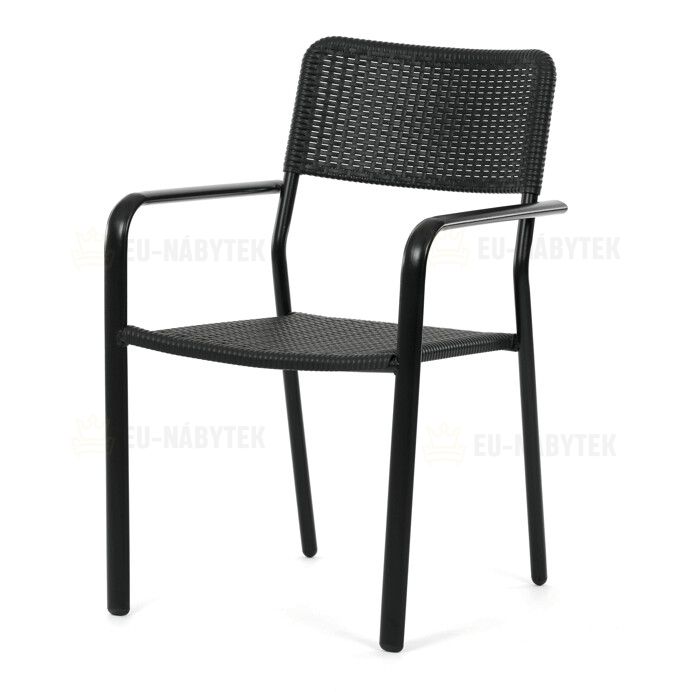 Zahradní židle, kov, plast, černá, AZC-H1021 BK