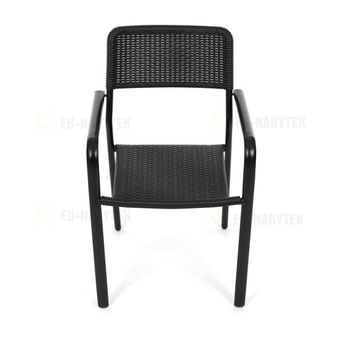 Zahradní židle, kov, plast, černá, AZC-H1021 BK