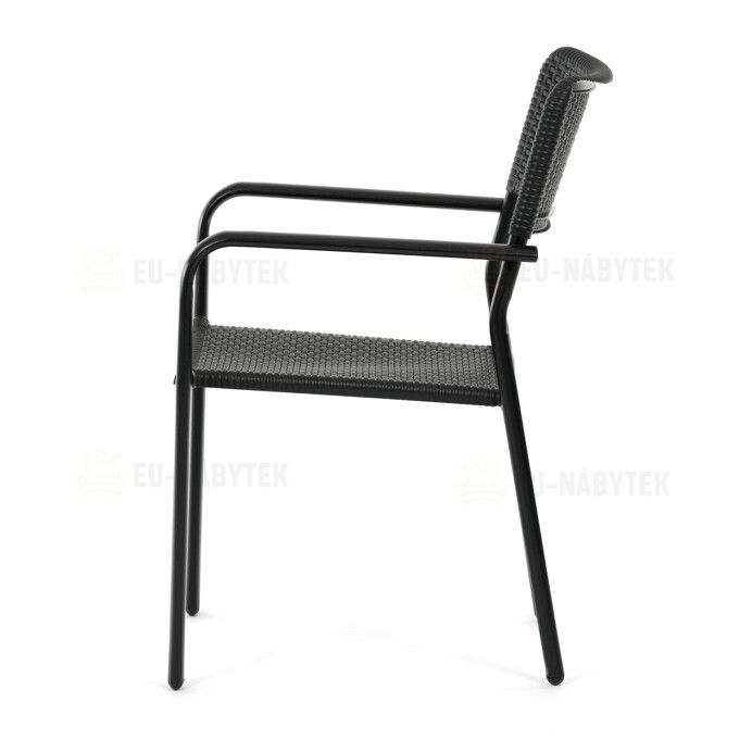 Zahradní židle, kov, plast, černá, AZC-H1021 BK