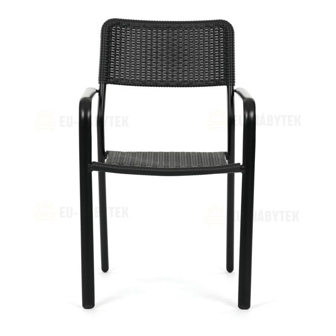 Zahradní židle, kov, plast, černá, AZC-H1021 BK