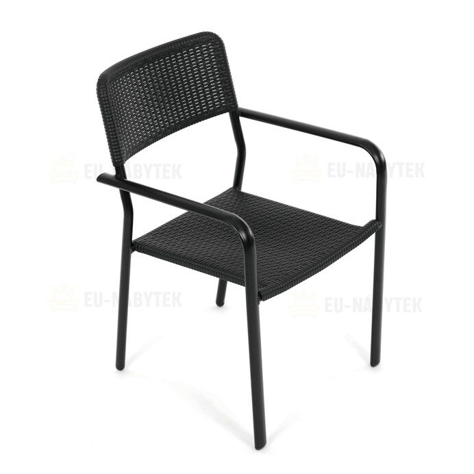 Zahradní židle, kov, plast, černá, AZC-H1021 BK