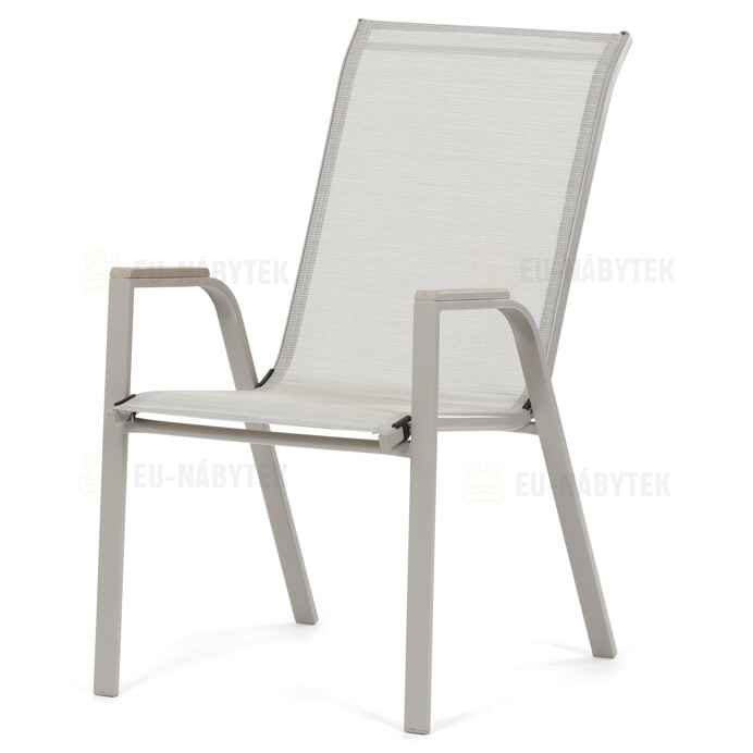 Zahradní židle, kov, síťovina, béžová, AZC-S1048 CRM