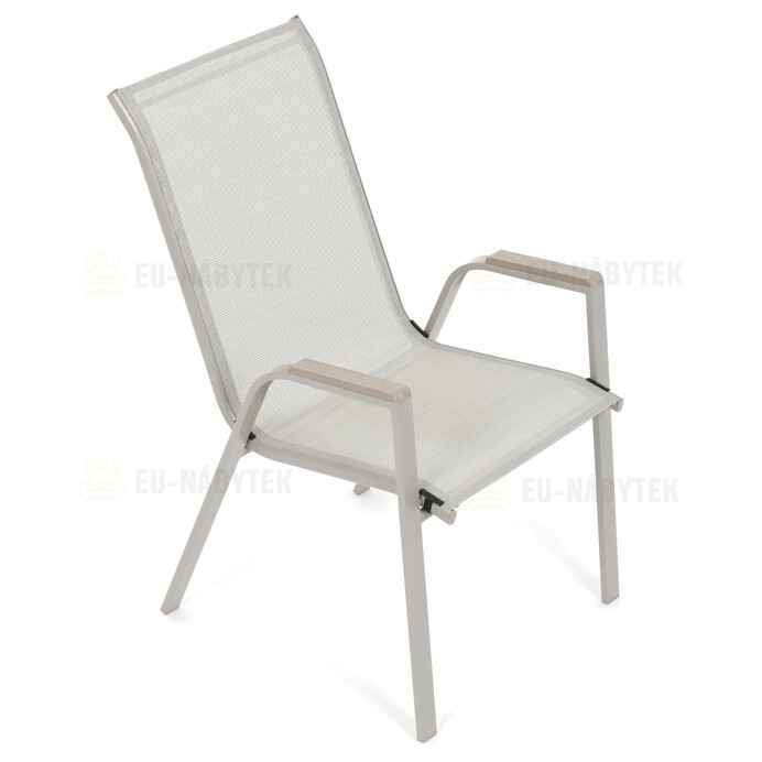 Zahradní židle, kov, síťovina, béžová, AZC-S1048 CRM