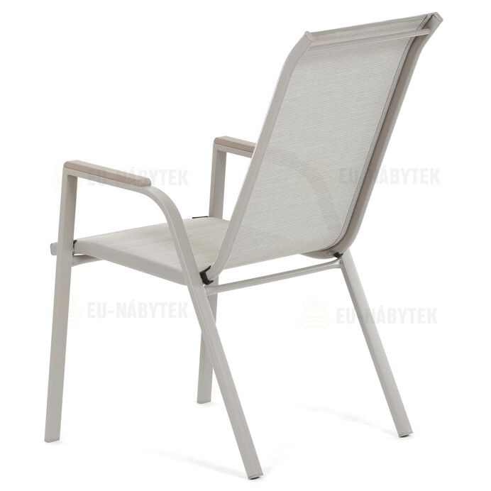 Zahradní židle, kov, síťovina, béžová, AZC-S1048 CRM