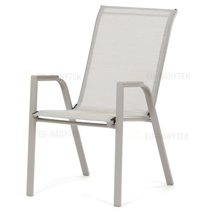 Zahradní židle, kov, síťovina, béžová, AZC-S1048 CRM