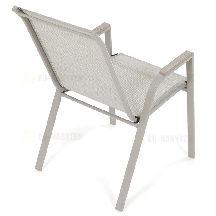 Zahradní židle, kov, síťovina, béžová, AZC-S1048 CRM