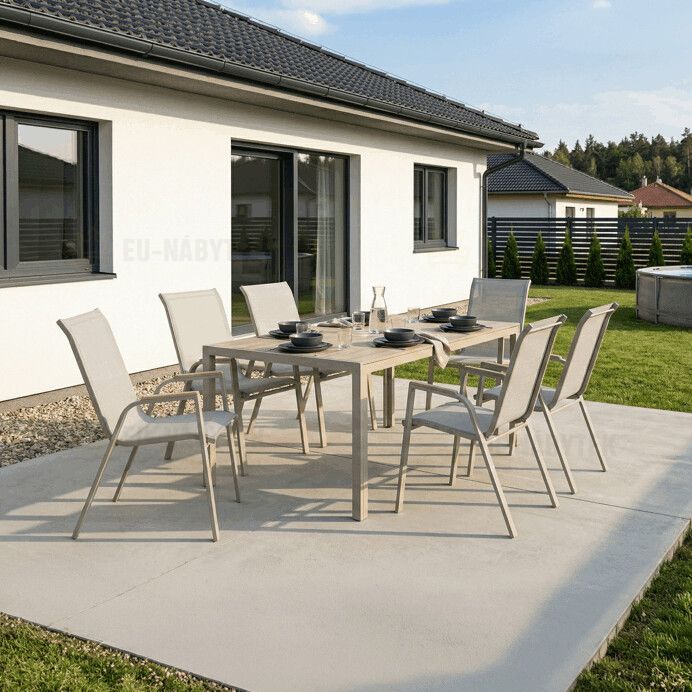 Zahradní židle, kov, síťovina, béžová, AZC-S1048 CRM