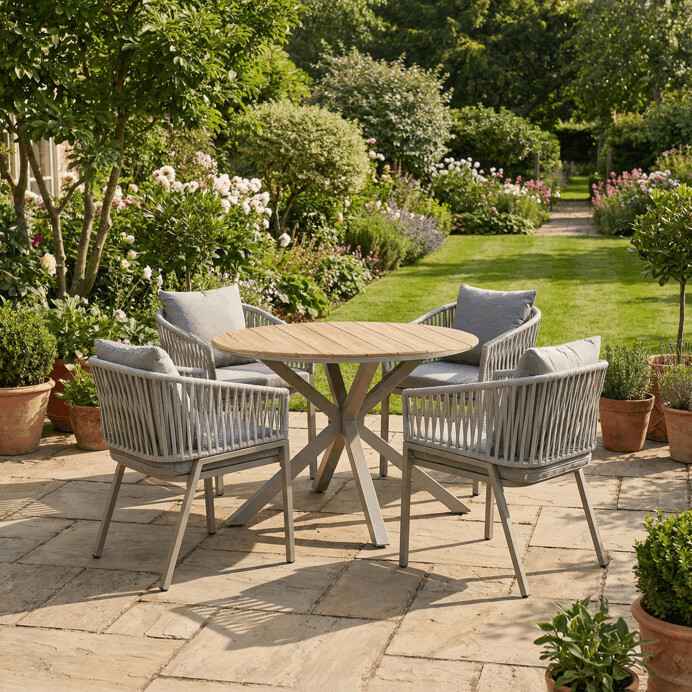 Zahradní židle, kov, polyratan, béžová, AZC-S1430 CRM