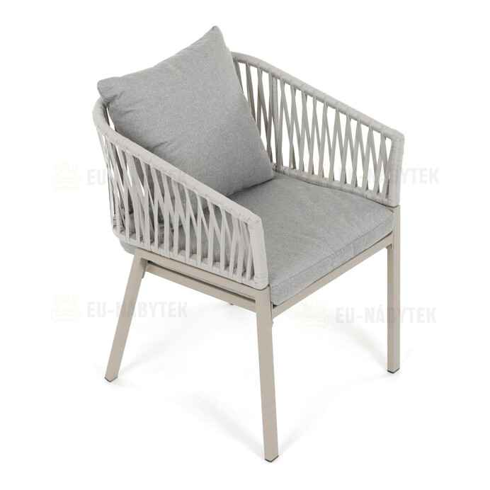 Zahradní židle, kov, polyratan, béžová, AZC-S1430 CRM