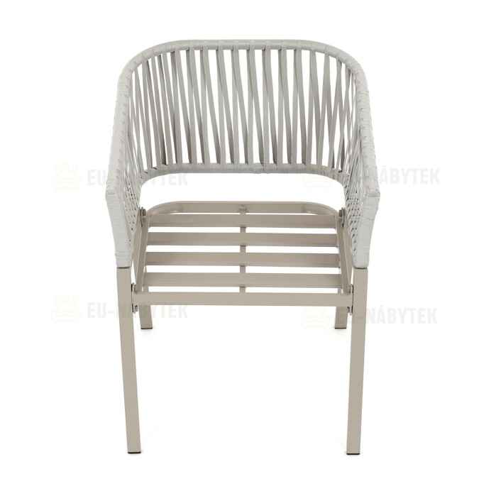 Zahradní židle, kov, polyratan, béžová, AZC-S1430 CRM