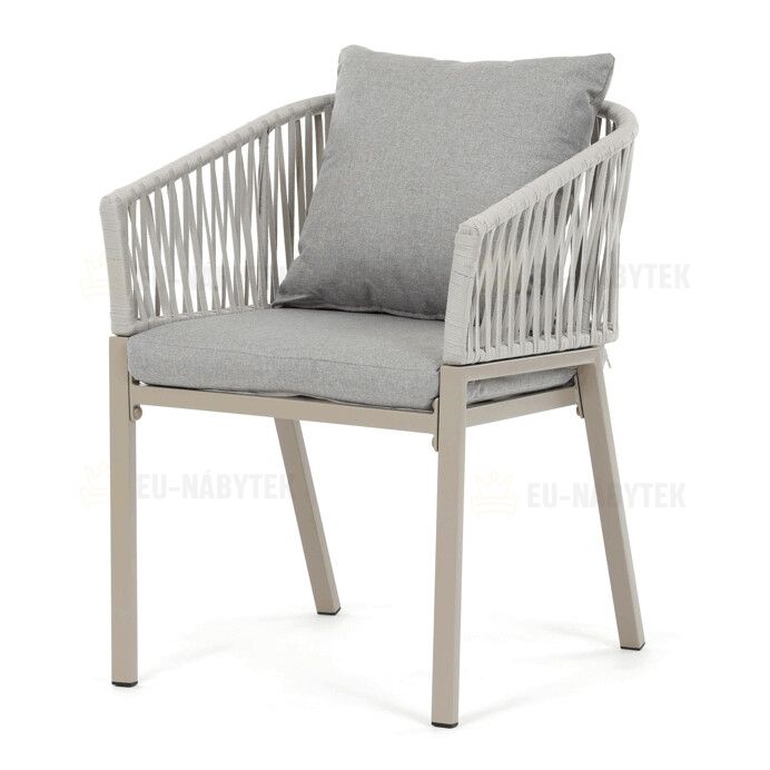 Zahradní židle, kov, polyratan, béžová, AZC-S1430 CRM