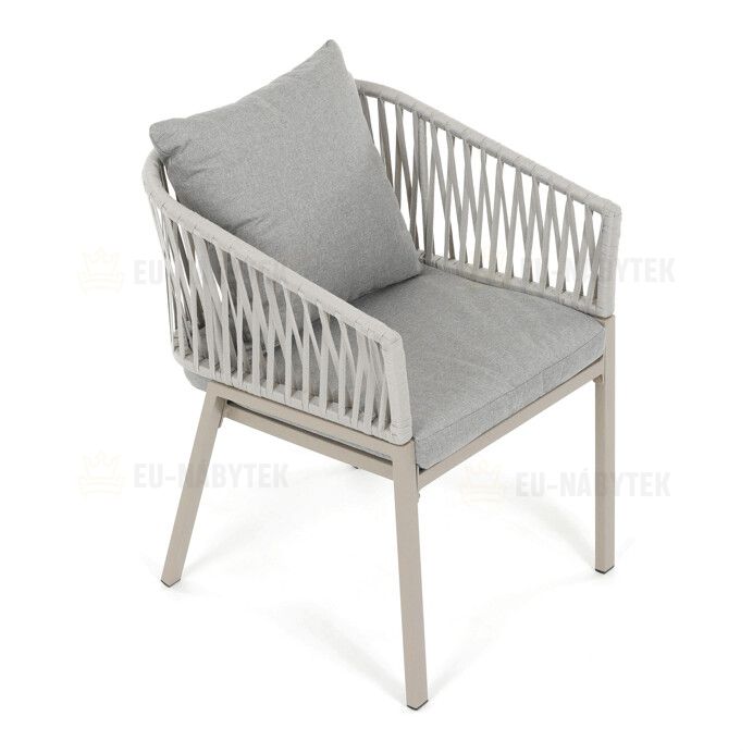 Zahradní židle, kov, polyratan, béžová, AZC-S1430 CRM