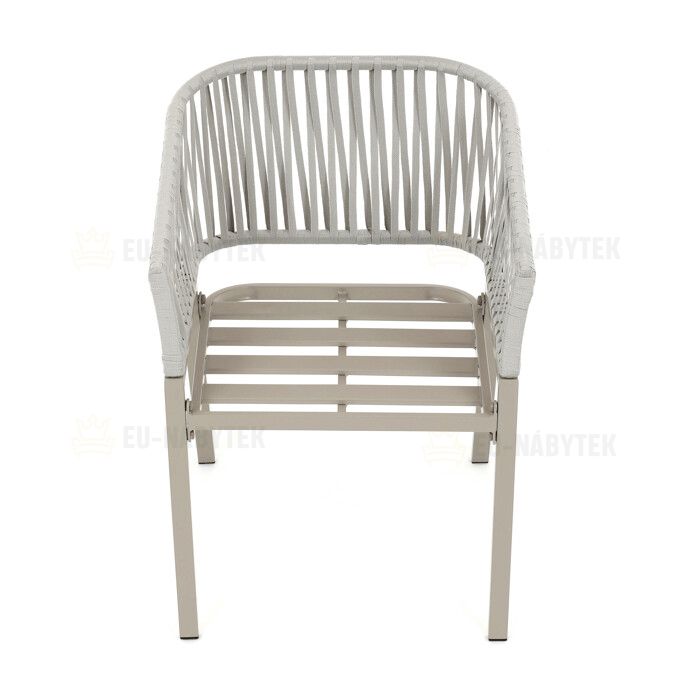 Zahradní židle, kov, polyratan, béžová, AZC-S1430 CRM