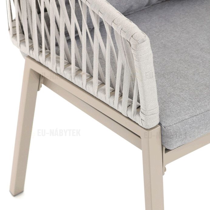 Zahradní židle, kov, polyratan, béžová, AZC-S1430 CRM