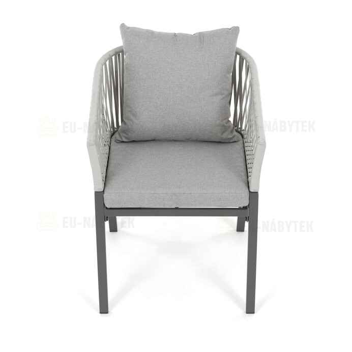 Zahradní židle, kov, polyratan, šedá, AZC-S1430 GREY