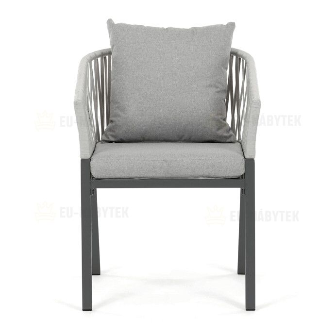 Zahradní židle, kov, polyratan, šedá, AZC-S1430 GREY