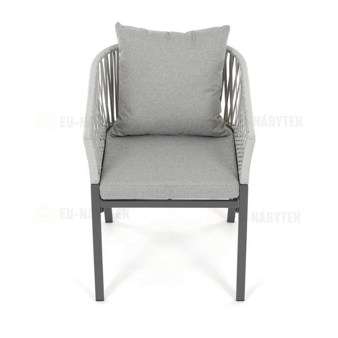 Zahradní židle, kov, polyratan, šedá, AZC-S1430 GREY