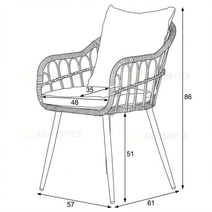 Zahradní židle, kov, polyratan, šedá, AZ-F1406 GREY