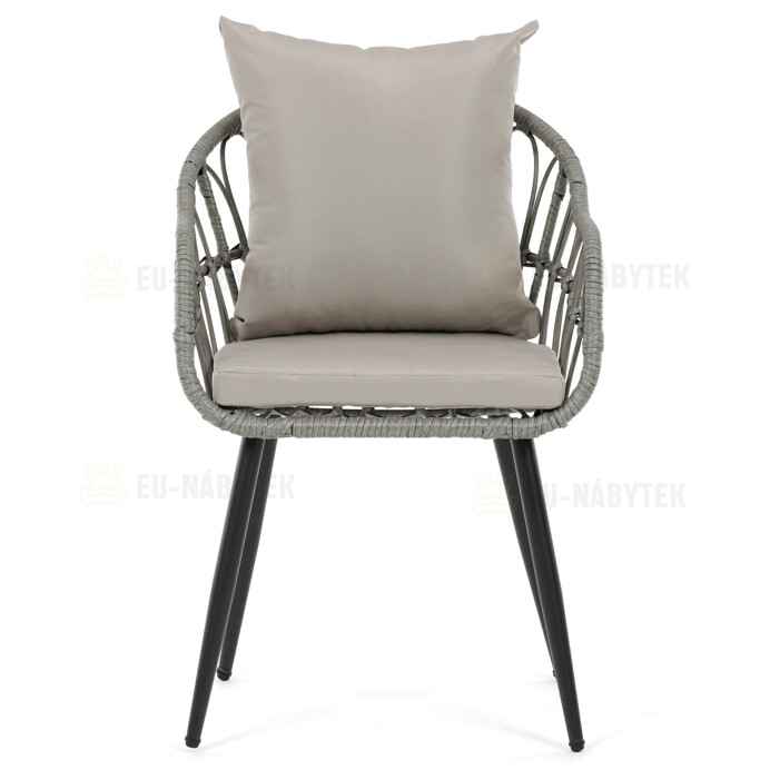 Zahradní židle, kov, polyratan, šedá, AZ-F1406 GREY