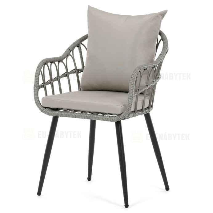 Zahradní židle, kov, polyratan, šedá, AZ-F1406 GREY