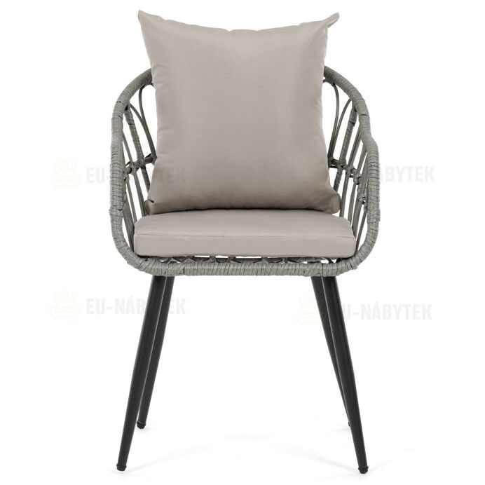 Zahradní židle, kov, polyratan, šedá, AZ-F1406 GREY