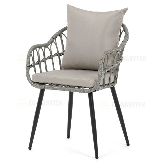 Zahradní židle, kov, polyratan, šedá, AZ-F1406 GREY