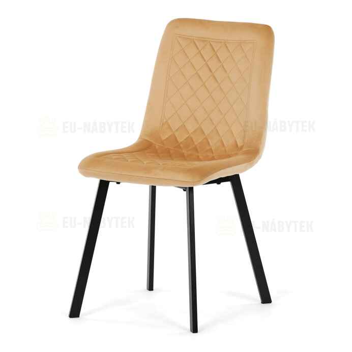 Jídelní židle, žlutá, sametová látka, DCL-973 YEL4