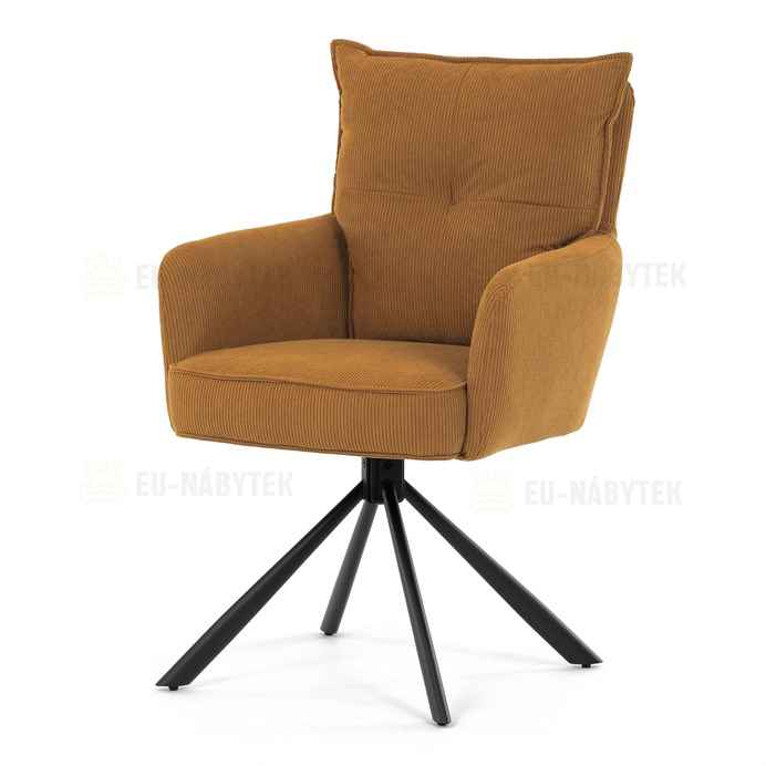 Jídelní židle, žlutá, manšestrová látka, HC-X1128 YEL2