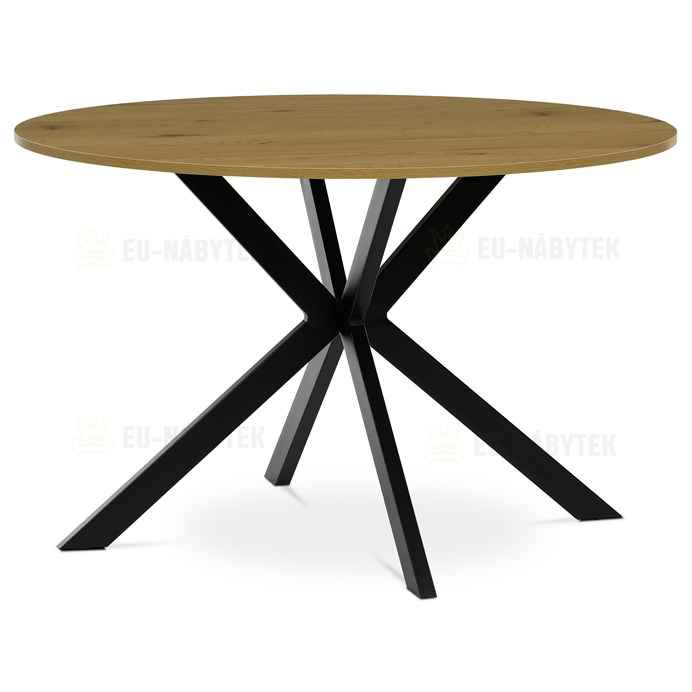 Kulatý jídelní stůl 120x120cm, mdf, divoký dub, HT-F4120 OAK
