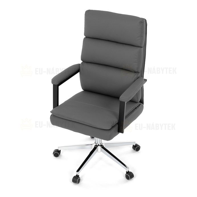 Kancelářské křeslo, houpací mechanismus, šedá ekokůže, KA-D8104 GREY