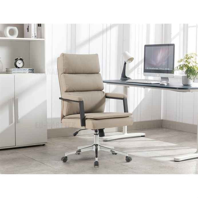 Kancelářské křeslo, houpací mechanismus, béžová ekokůže, KA-D8104 SIL