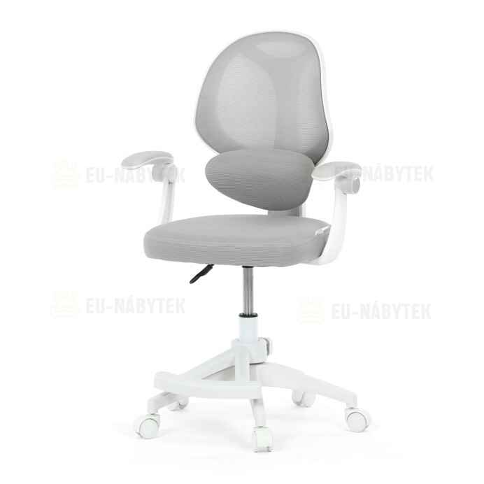 Dětská židle, výškově nastavitelná, šedá síťovina, KA-W8008 GREY