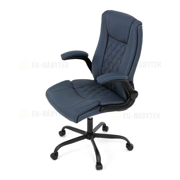 Kancelářské křeslo, houpací mechanismus, modrá ekokůže, KA-Y344 BLUE