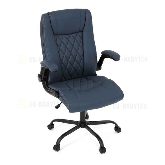 Kancelářské křeslo, houpací mechanismus, modrá ekokůže, KA-Y344 BLUE