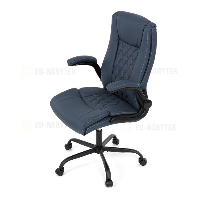 Kancelářské křeslo, houpací mechanismus, modrá ekokůže, KA-Y344 BLUE