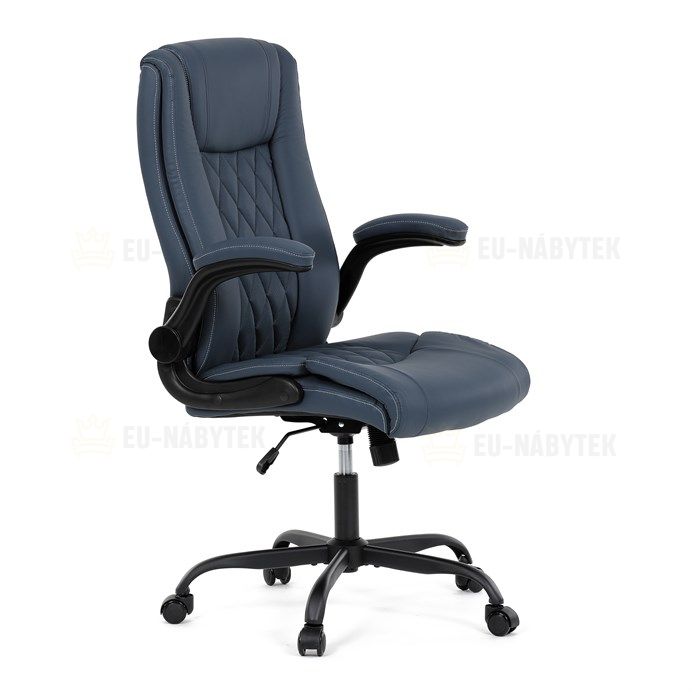 Kancelářské křeslo, houpací mechanismus, modrá ekokůže, KA-Y344 BLUE