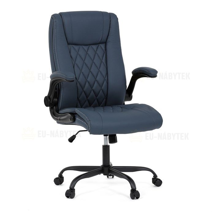 Kancelářské křeslo, houpací mechanismus, modrá ekokůže, KA-Y344 BLUE