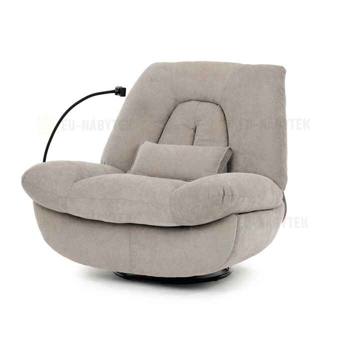 Polohovací křeslo, elektrické zabudované ovládání, béžová, látka, TV-7089 LAN2