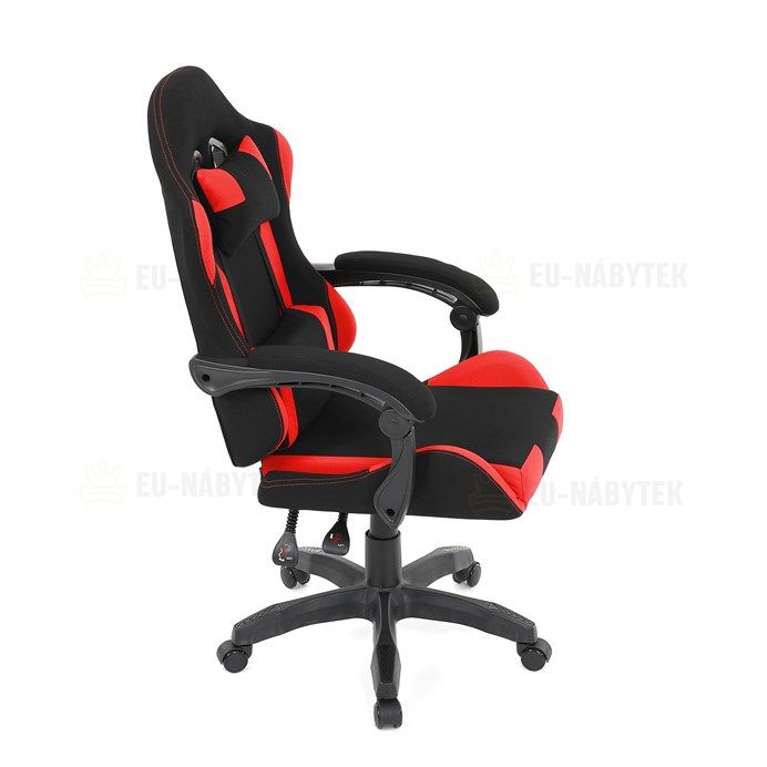 Herní křeslo, synchronní mechanismus, černá látka, KA-R209 RED