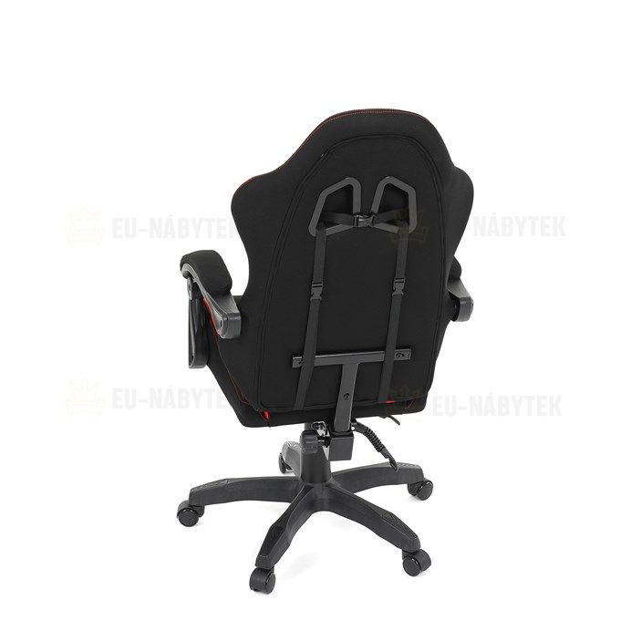 Herní křeslo, synchronní mechanismus, černá látka, KA-R209 RED
