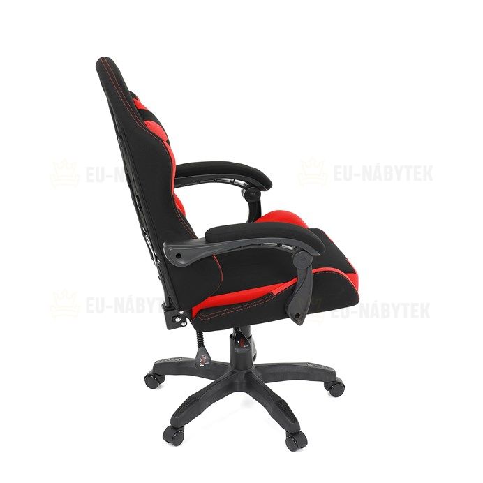 Herní křeslo, synchronní mechanismus, černá látka, KA-R209 RED