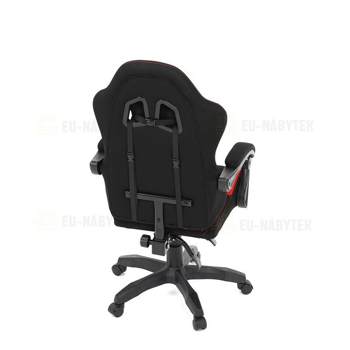 Herní křeslo, synchronní mechanismus, černá látka, KA-R209 RED