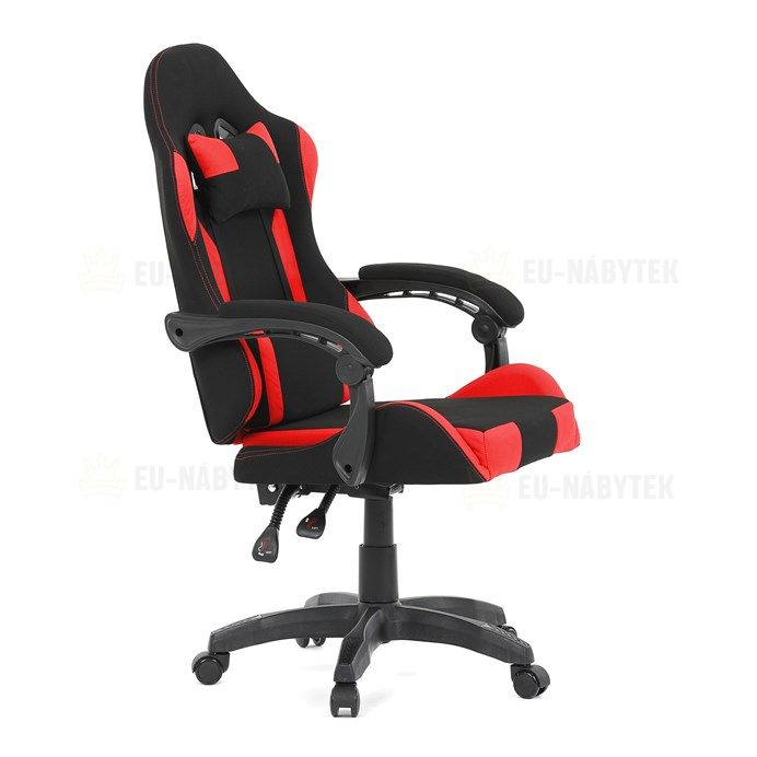 Herní křeslo, synchronní mechanismus, černá látka, KA-R209 RED