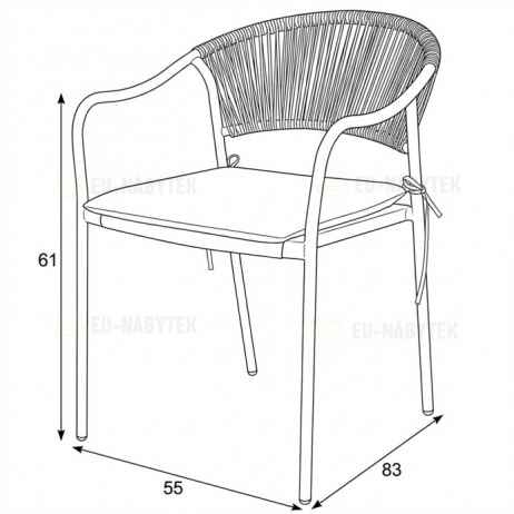 Zahradní židle, kov, polyratan, šedá, AZC-L1352 GREY