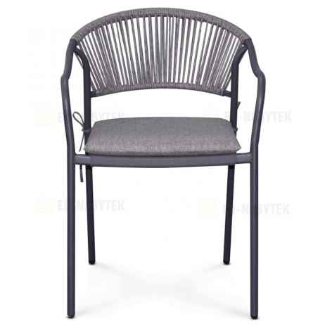 Zahradní židle, kov, polyratan, šedá, AZC-L1352 GREY