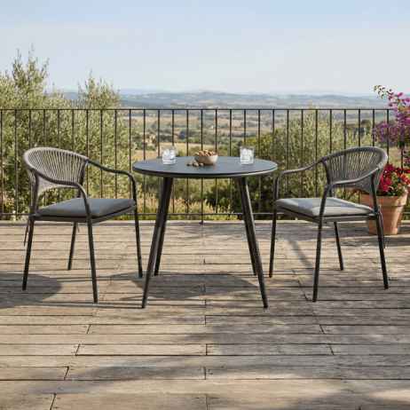 Zahradní židle, kov, polyratan, šedá, AZC-L1352 GREY