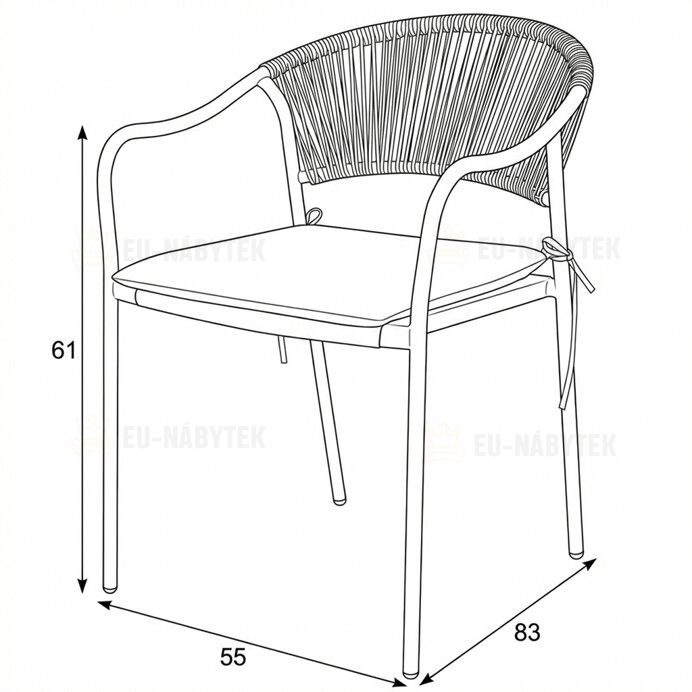 Zahradní židle, kov, polyratan, šedá, AZC-L1352 GREY