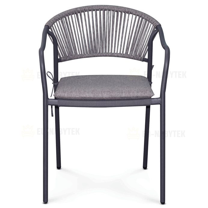 Zahradní židle, kov, polyratan, šedá, AZC-L1352 GREY